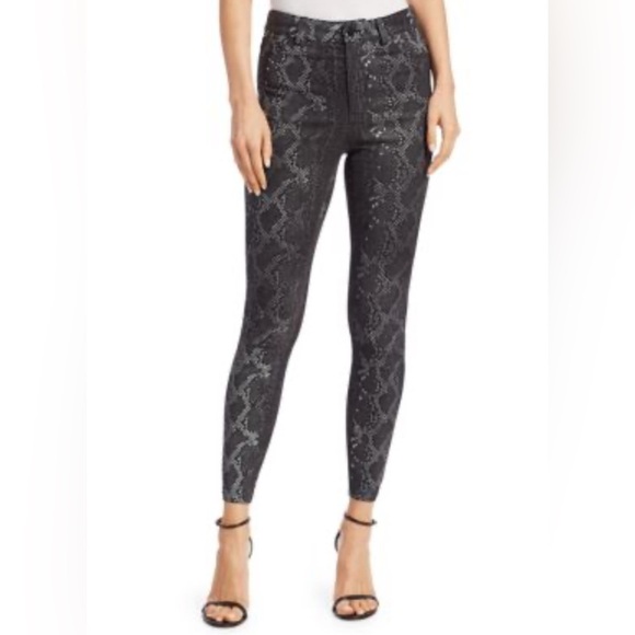 Alice + Olivia Pants - ALICE + OLIVIA Minaj Snake Skin Lamb Leather Shimmer Skinny Pant Size 6